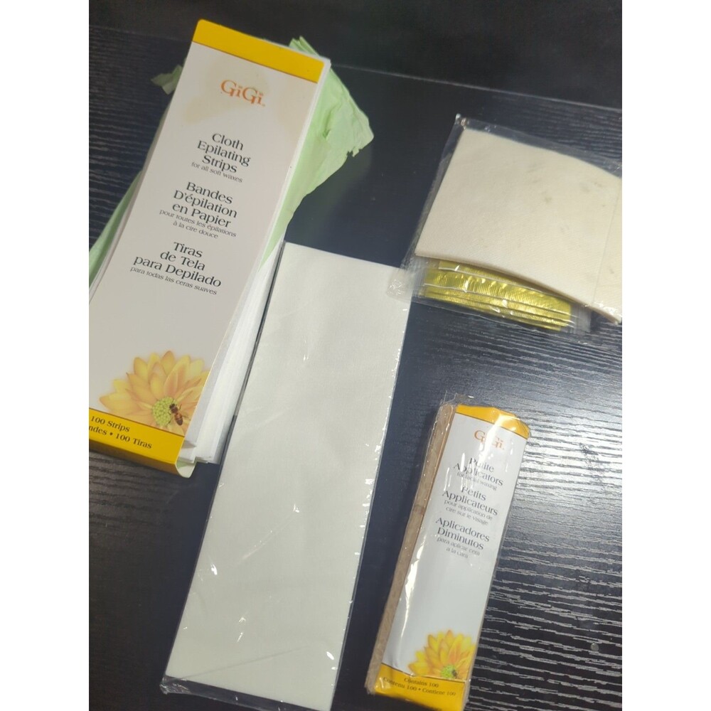 GiGi Small Cloth Epilating Strips, Applicators, extras! 100 OPEN BOX